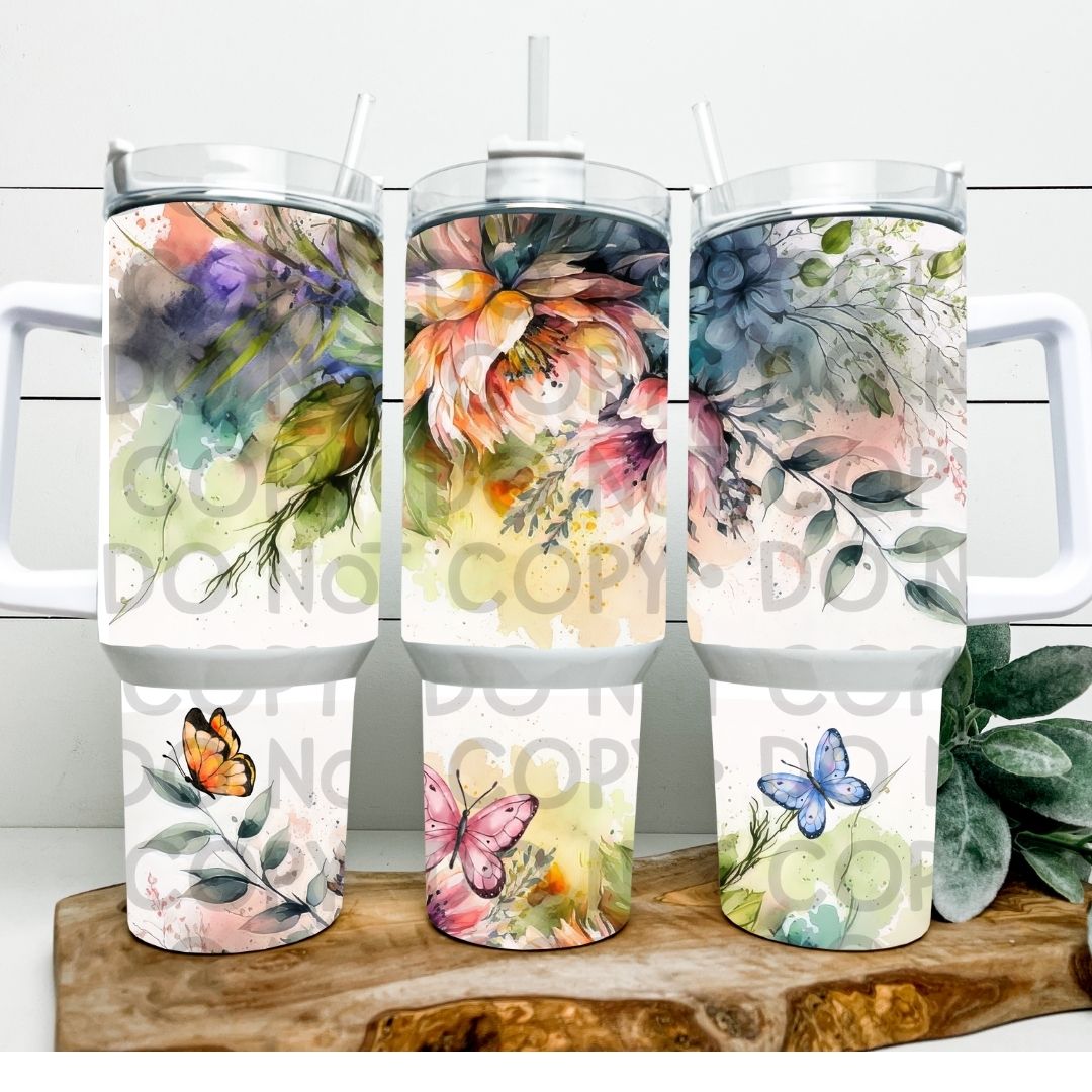 Floral & Butterflies - 40oz Sublimation Wrap
