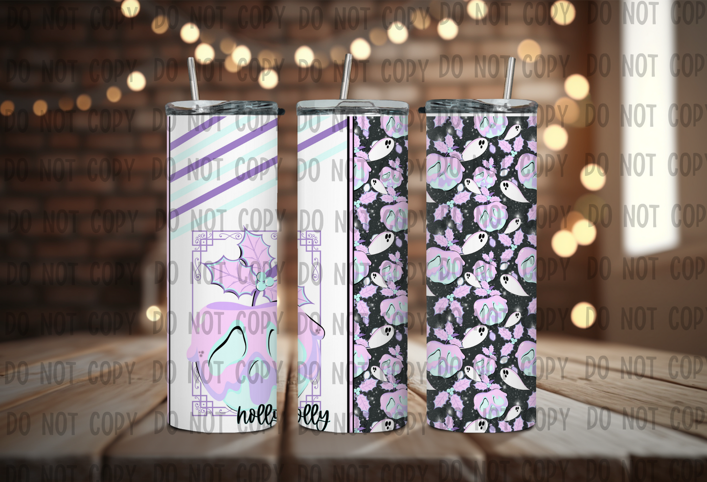 Holly Jolly Pastels - Sublimation 20oz Straight Wrap