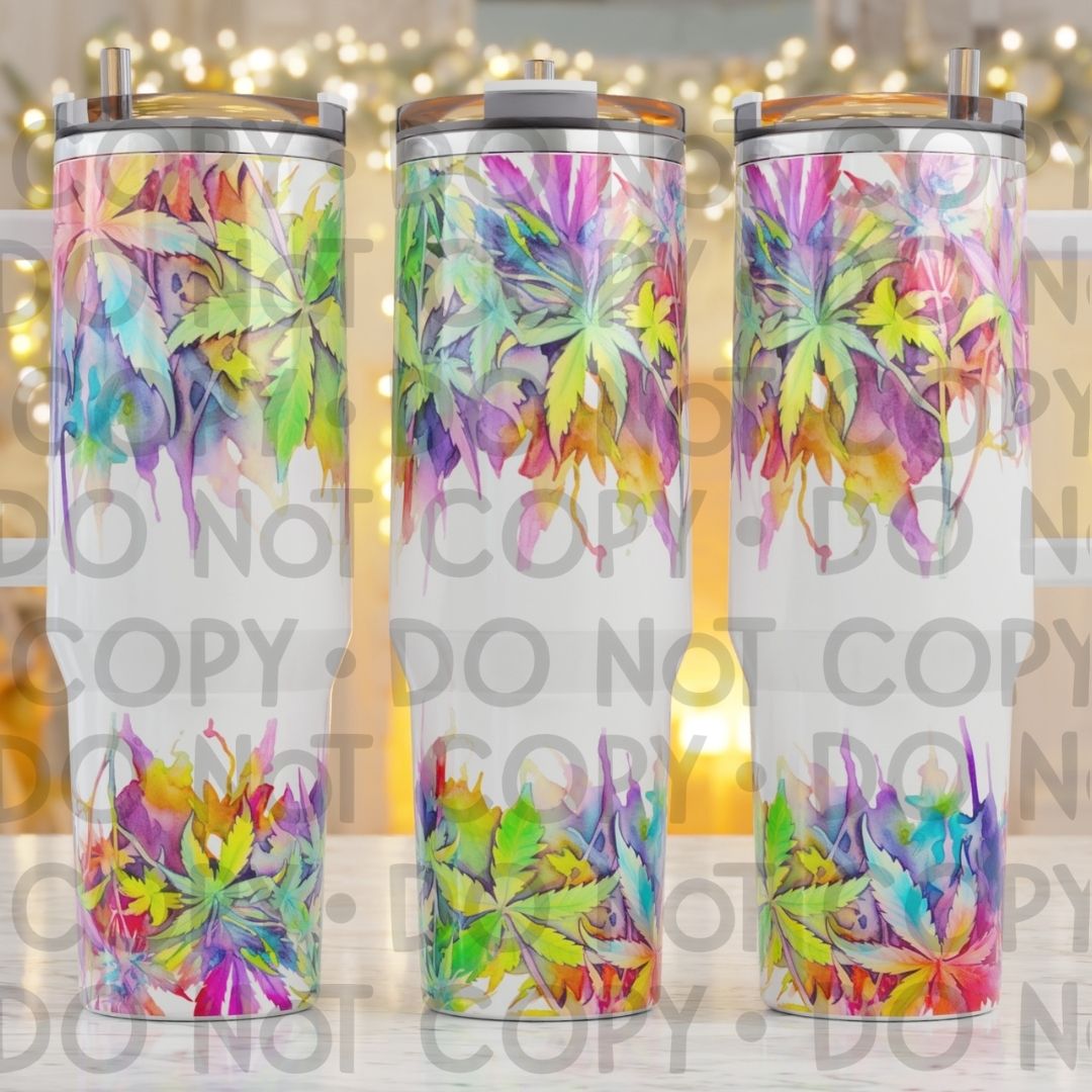 Rainbow Marijuana Leaves - 40oz Sublimation Wrap