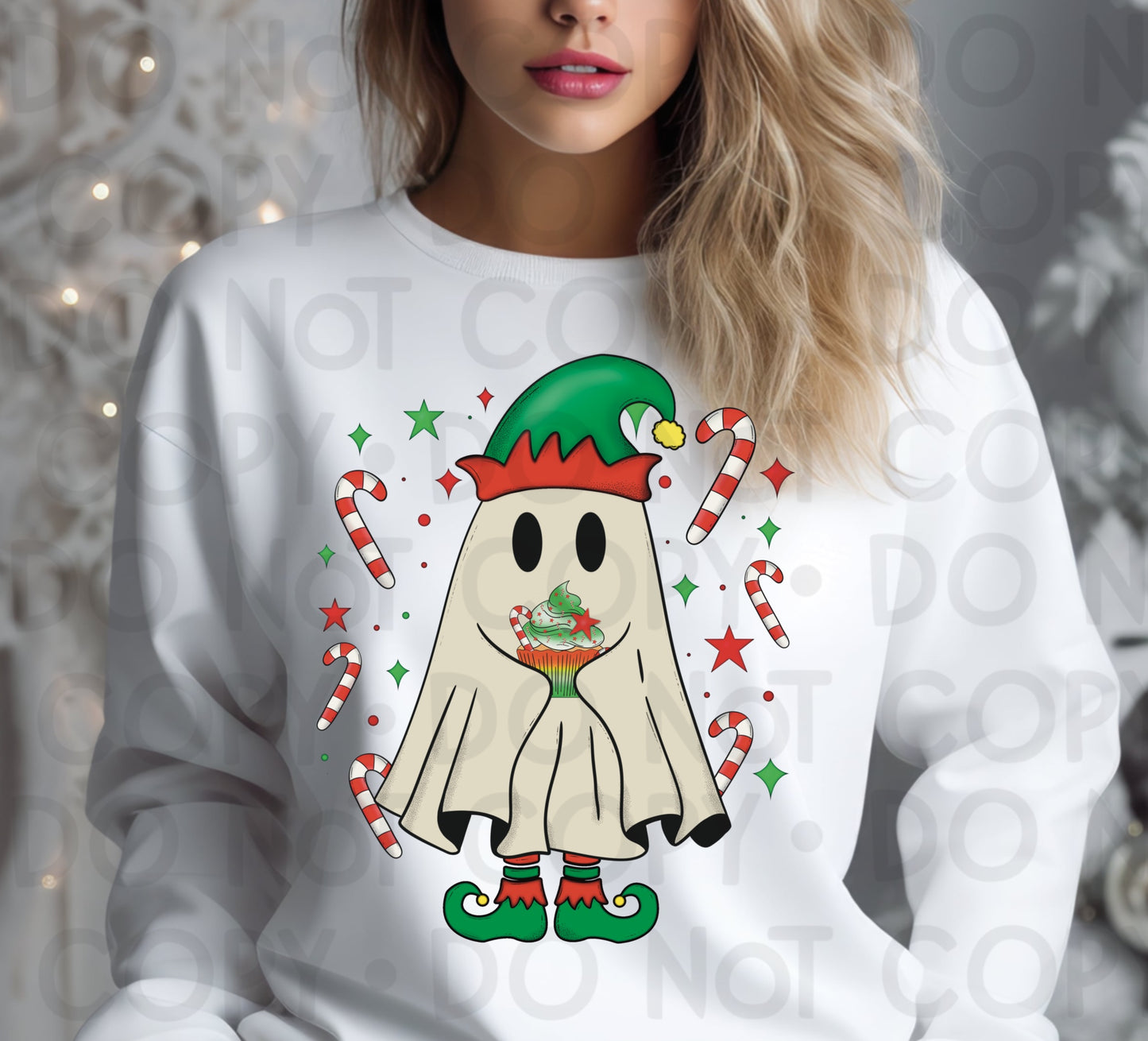 Elf Ghost with Cupcake - DTF