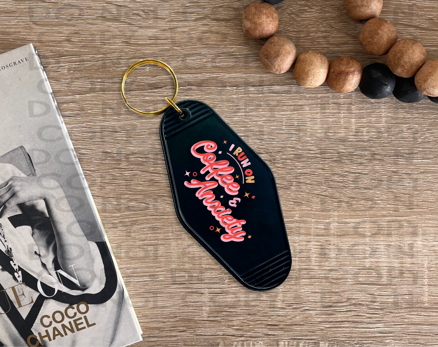 Coffee and anxiety - UV DTF Keychain Decal