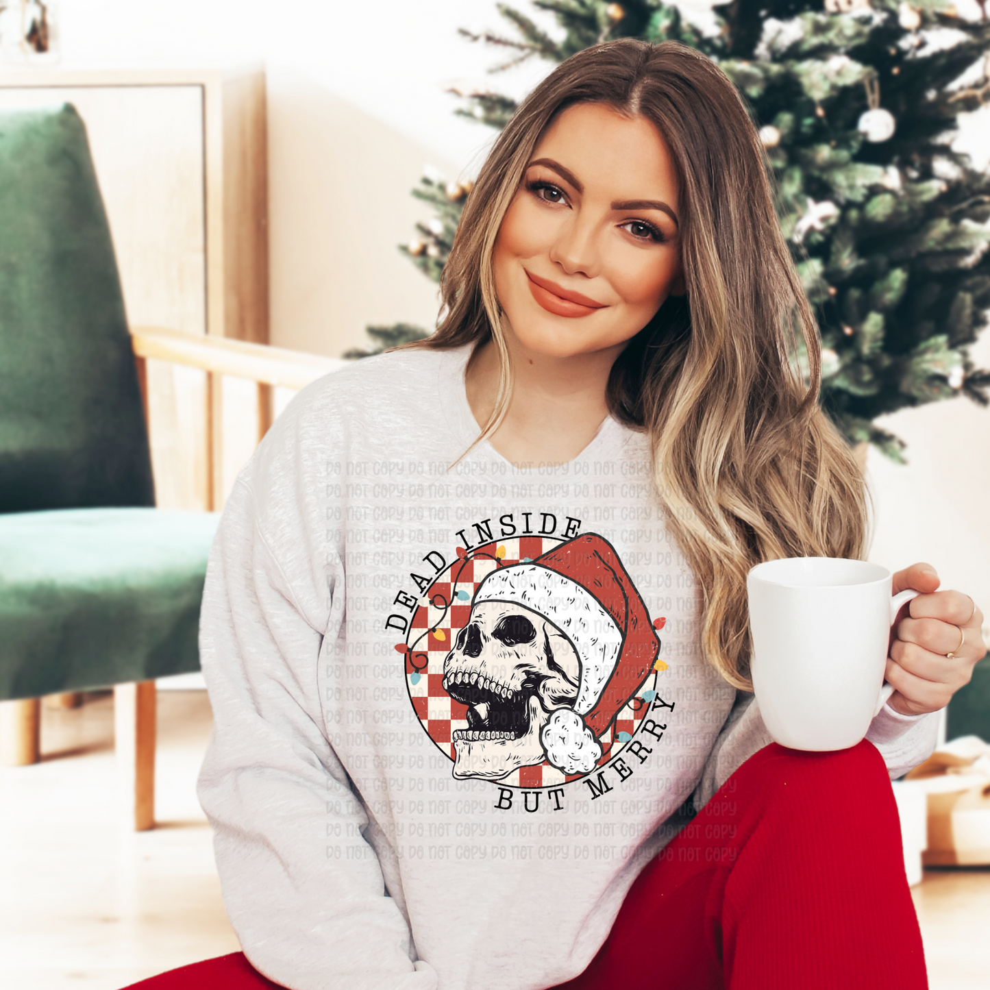 Dead inside Red distressed - DTF
