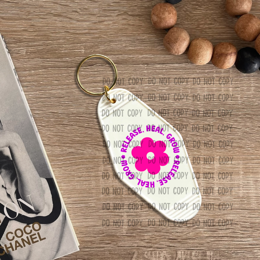 Keychain Decal Heal Grow Release - UV DTF Keychain Decal – Eh Okay Transfers