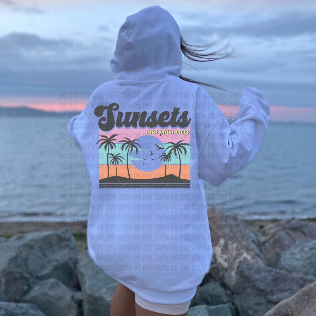 Sunsets And Palm Trees Distressed - DTF