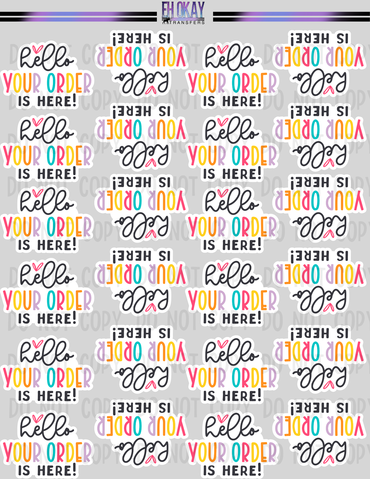 Hello - Vinyl sticker sheet – Eh Okay Transfers