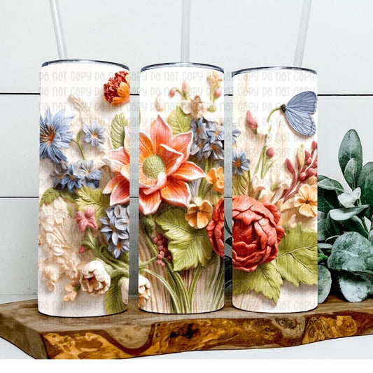 Floral - Sublimation 20oz Skinny Straight Wrap