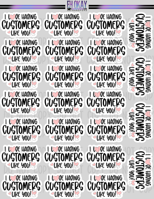 Love customers like you - Vinyl sticker sheet