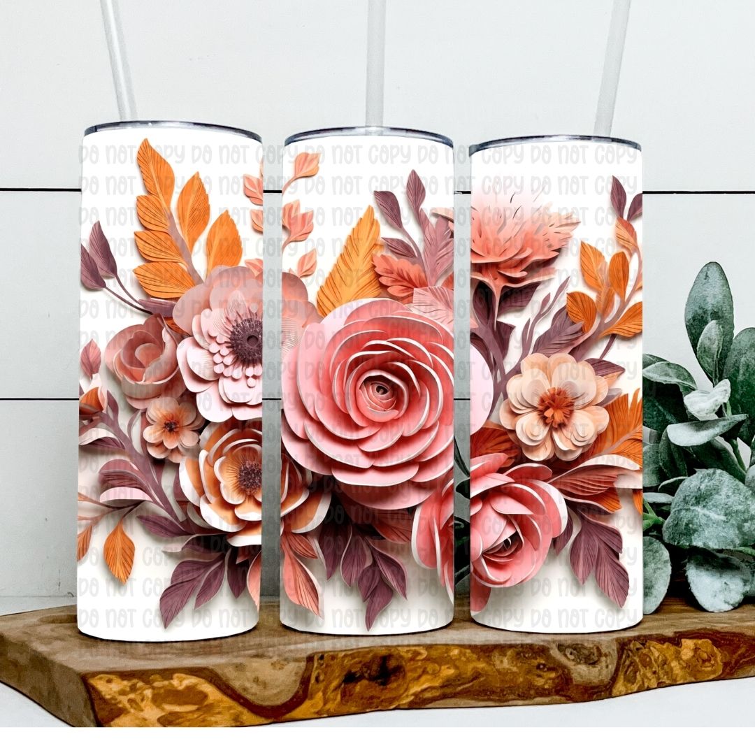 Flowers - Sublimation 20oz Skinny Straight Wrap