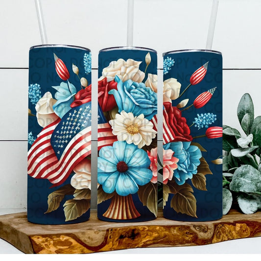 Floral Flag - Sublimation 20oz Tapered or Straight Wrap