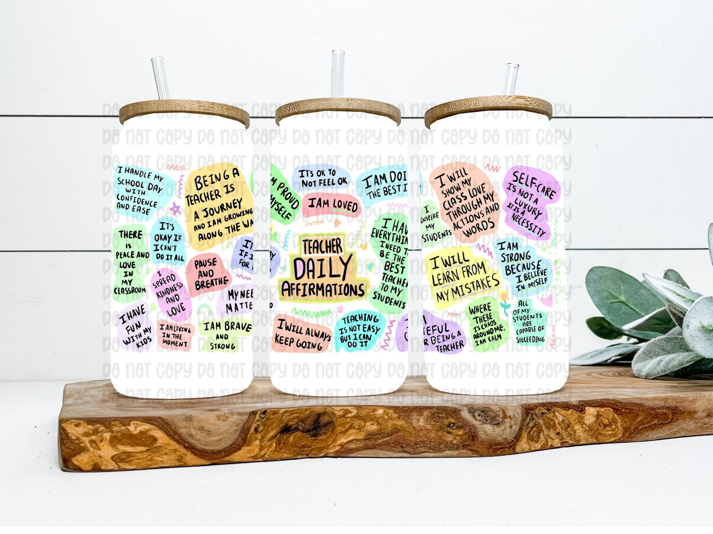 Teacher Daily Affirmations Wrap 16oz - UV DTF