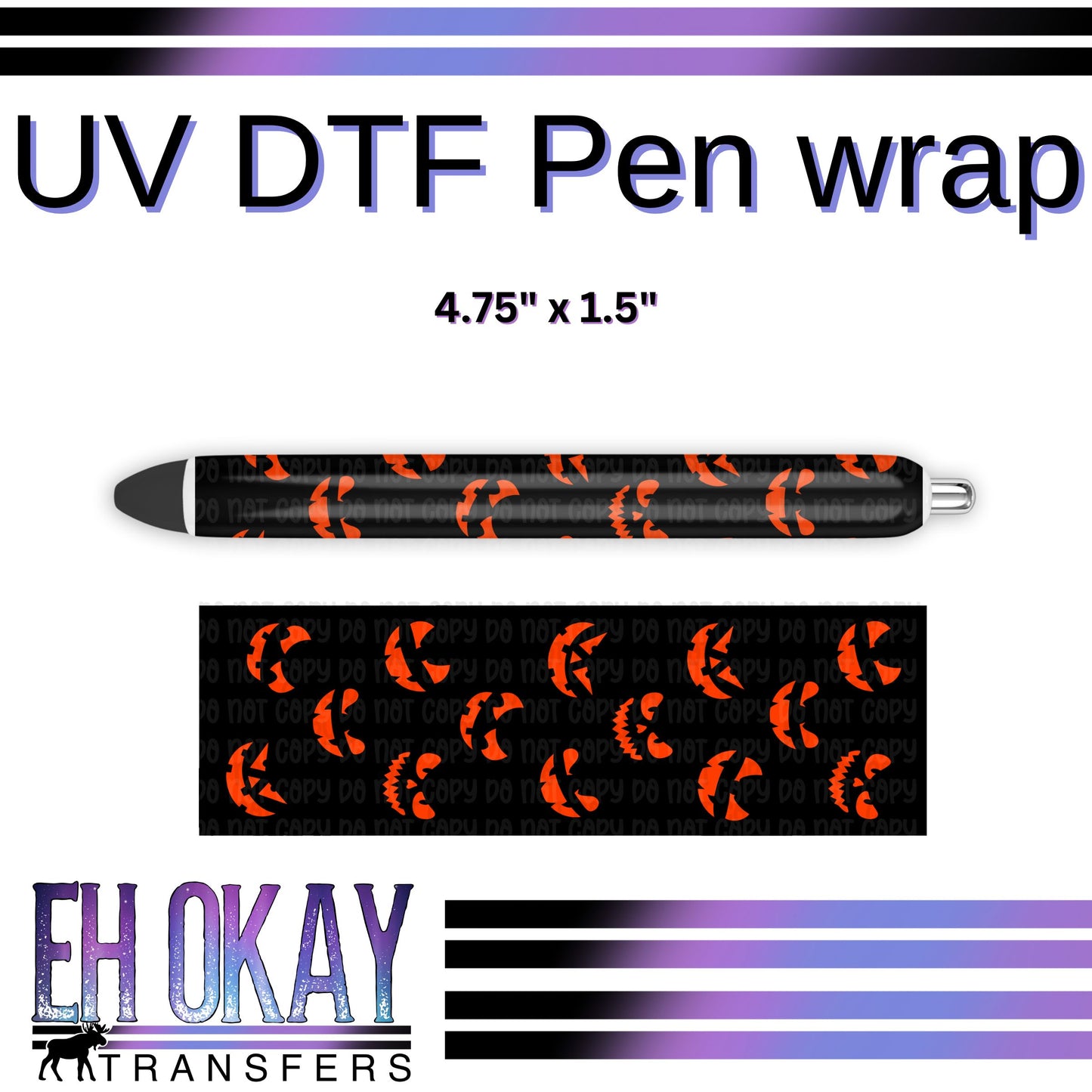 Pumpkin Faces Pen Wrap - UV DTF