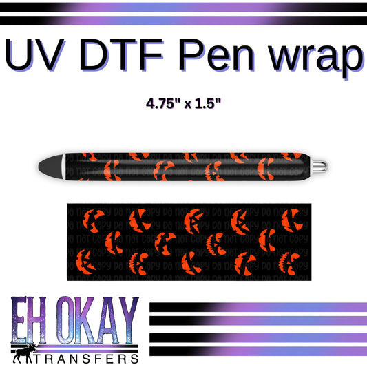 Pumpkin Faces Pen Wrap - UV DTF