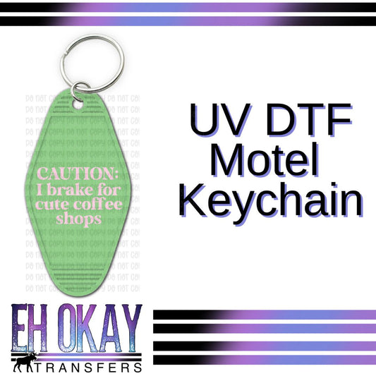 Brake For Cute Coffee Shops - UV DTF Keychain Decal