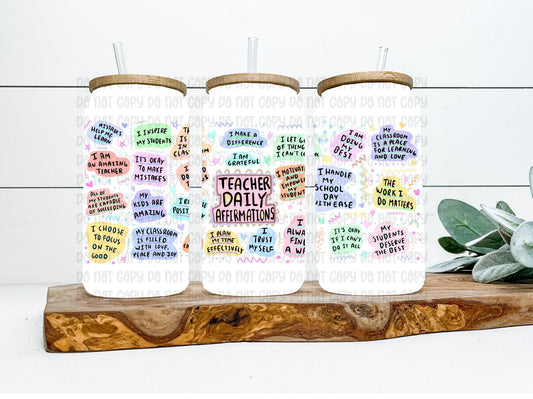 Teacher Daily Affirmations Wrap 16oz - UV DTF