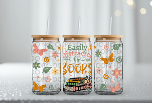 Easily Distracted By Books Wrap 16oz - UV DTF