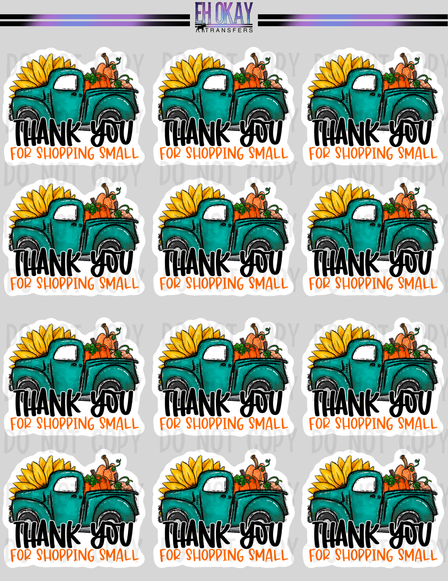 Thanks - Vinyl sticker sheet – Eh Okay Transfers