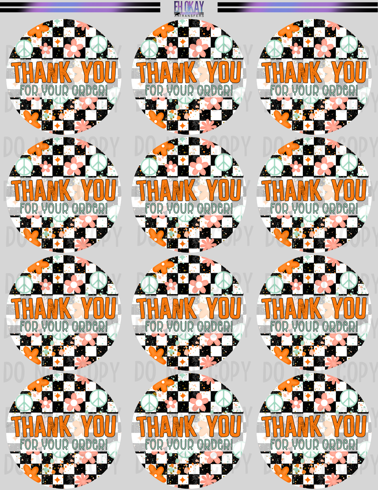Thank you - Vinyl sticker sheet – Eh Okay Transfers