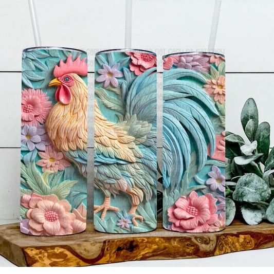 Pastel Rooster - Sublimation 20oz Skinny Straight Wrap