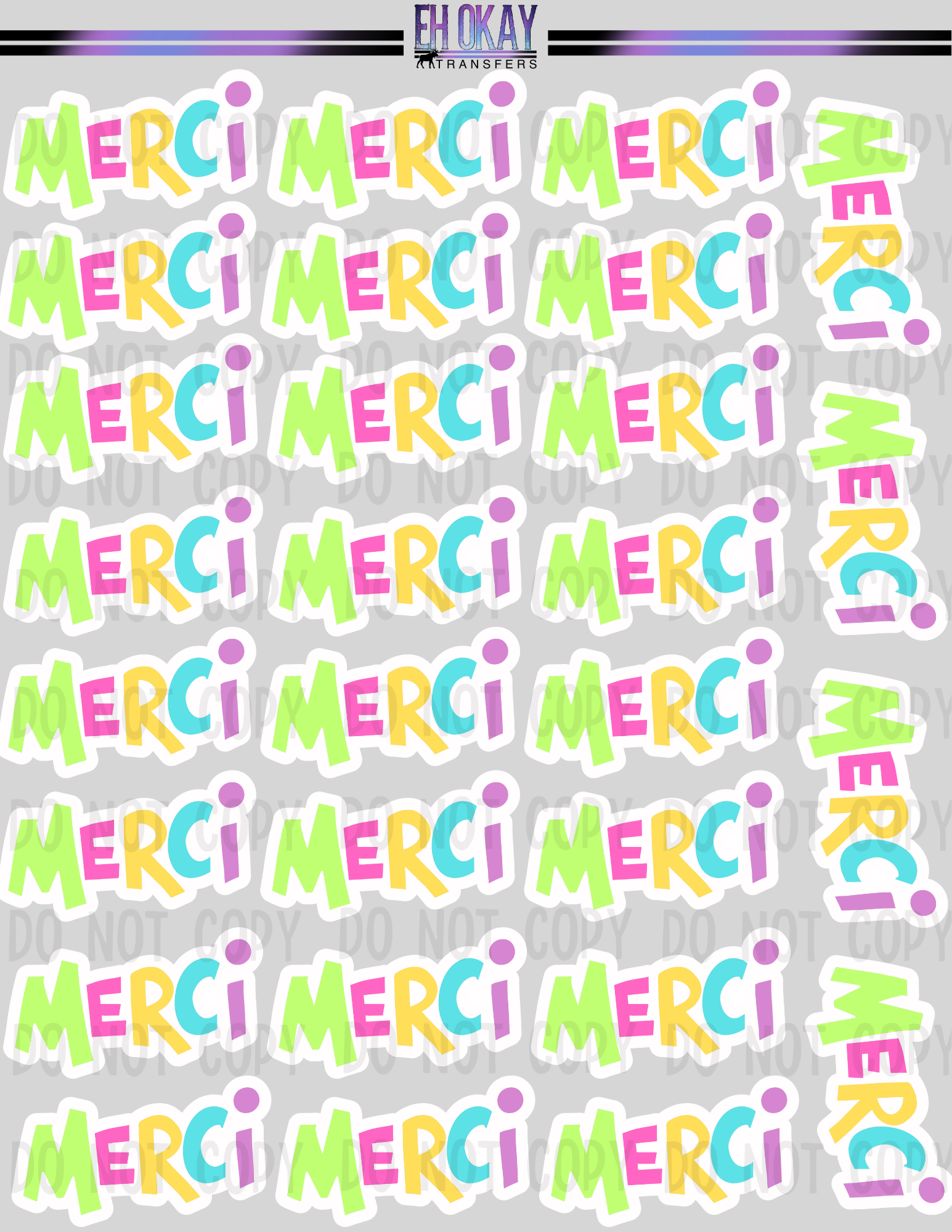 Merci - Vinyl sticker sheet – Eh Okay Transfers
