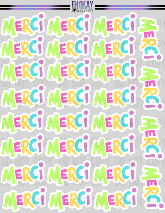 Merci - Vinyl sticker sheet