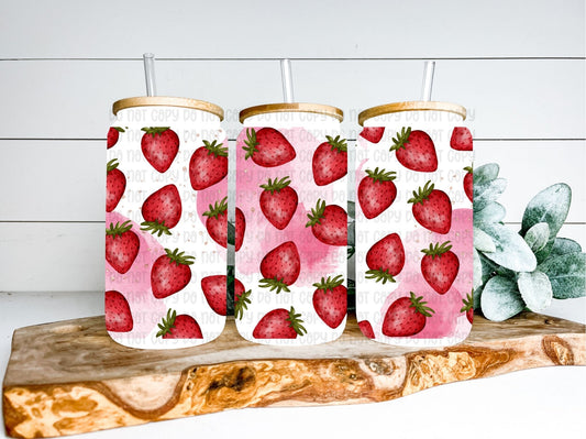 Strawberries Wrap 16oz - UV DTF