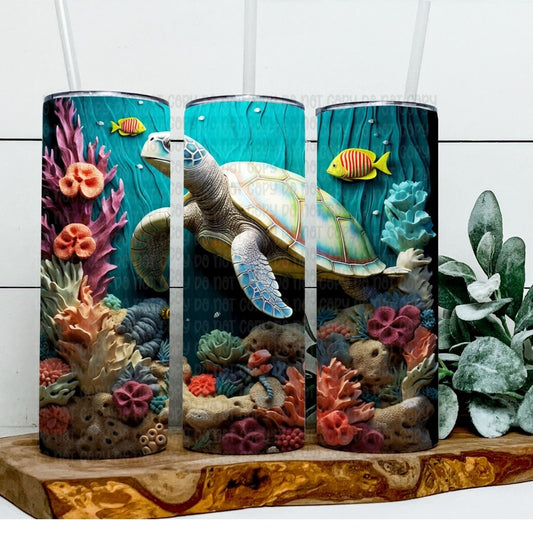 Sea Turtle - Sublimation 20oz Skinny Straight Wrap