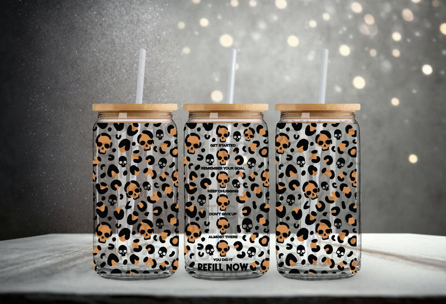 Leopard Skull Refill Wrap 16oz - UV DTF