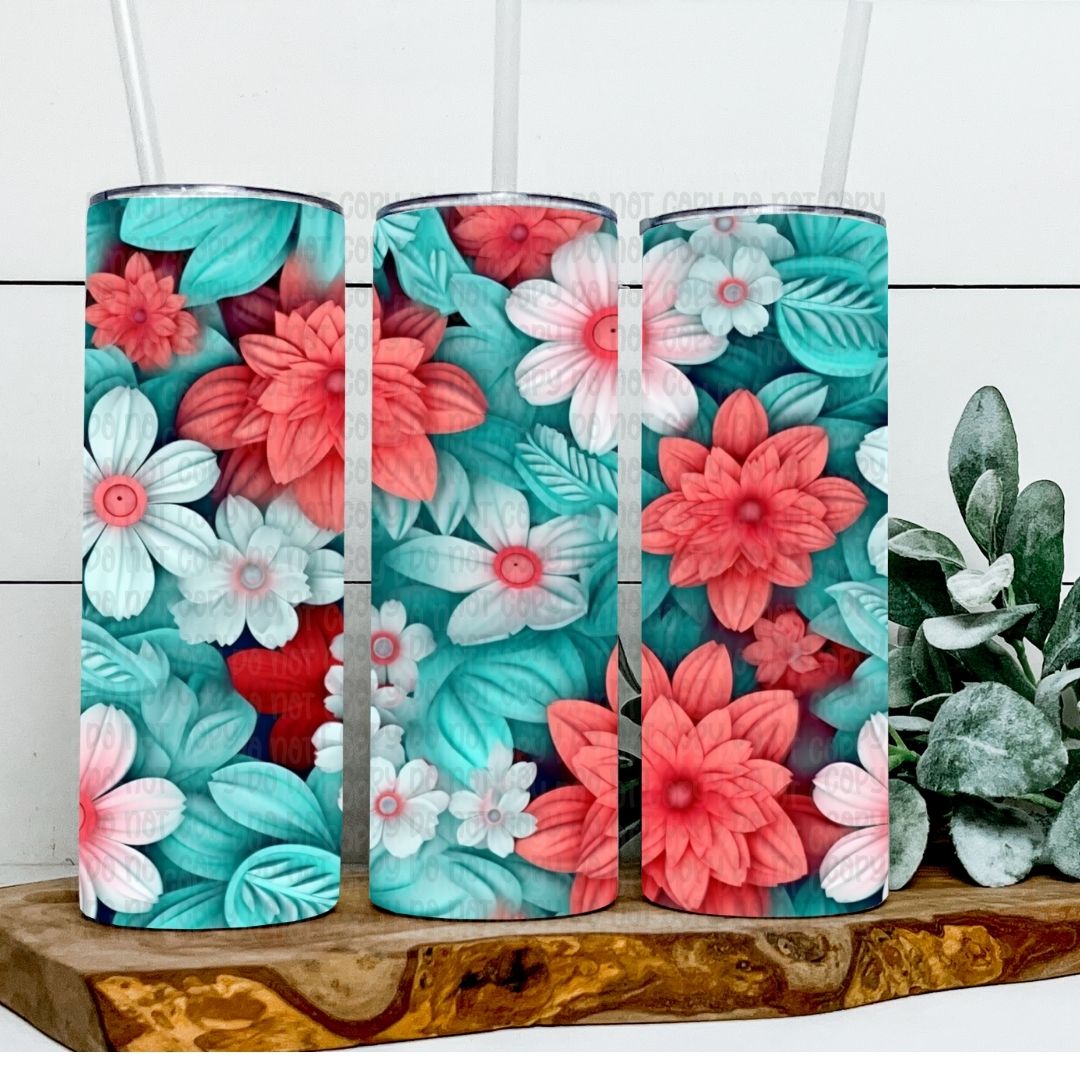 Flowers - Sublimation 20oz Skinny Straight Wrap