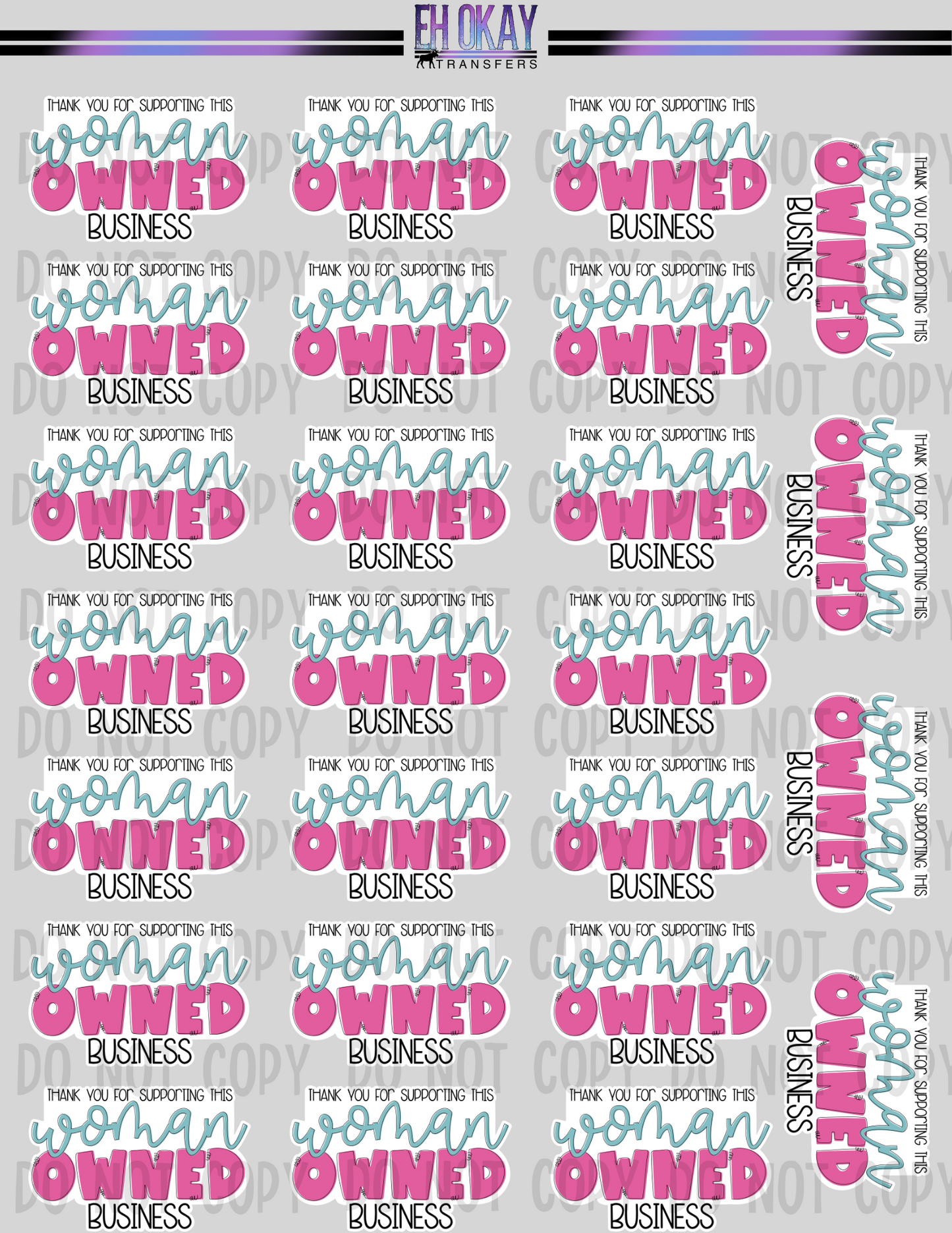 Thank you for supporting this woman owned business - Vinyl sticker sheet