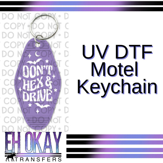 Don't Hex & Drive White - UV DTF Keychain Decal