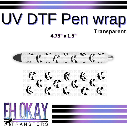 Pumpkin Faces Transparent Pen Wrap - UV DTF