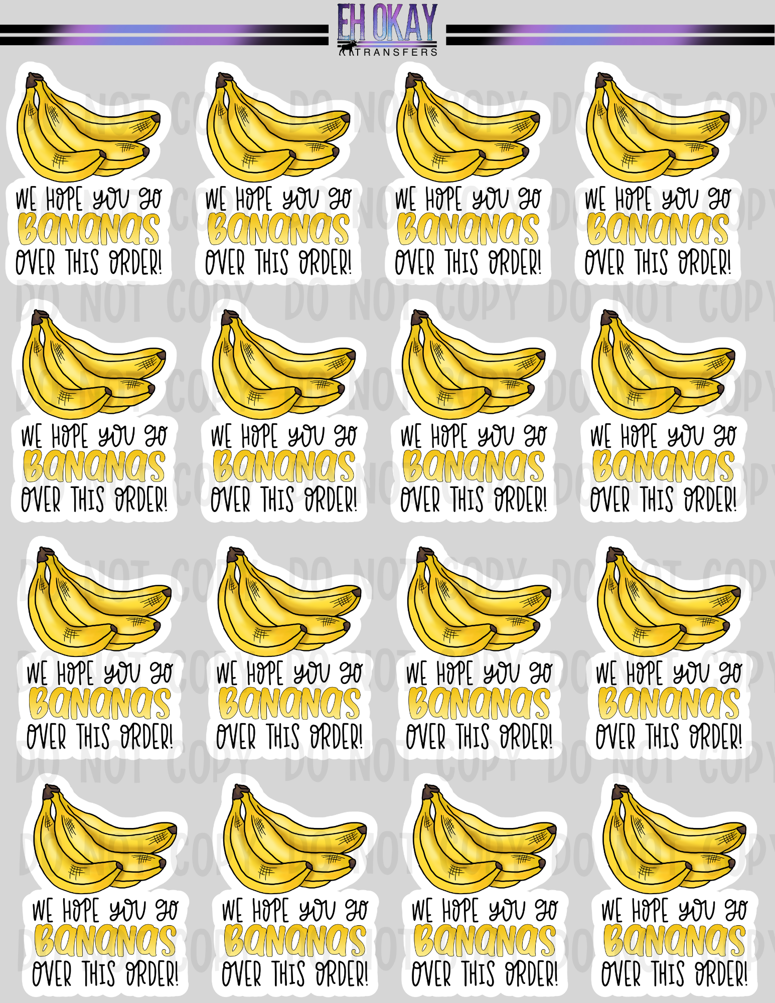 Bananas - Vinyl sticker sheet – Eh Okay Transfers