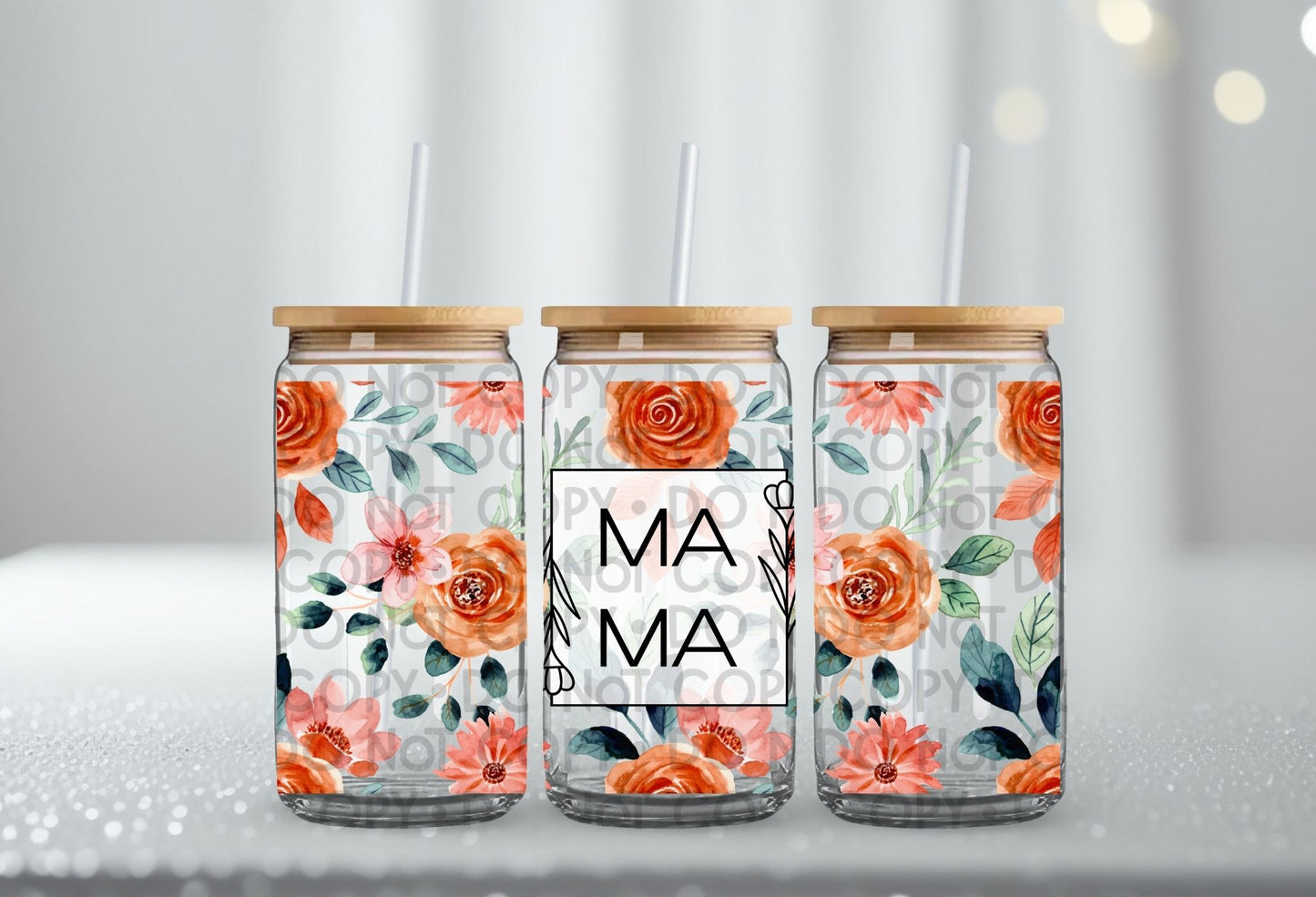 Mama Floral Wrap 16oz - UV DTF