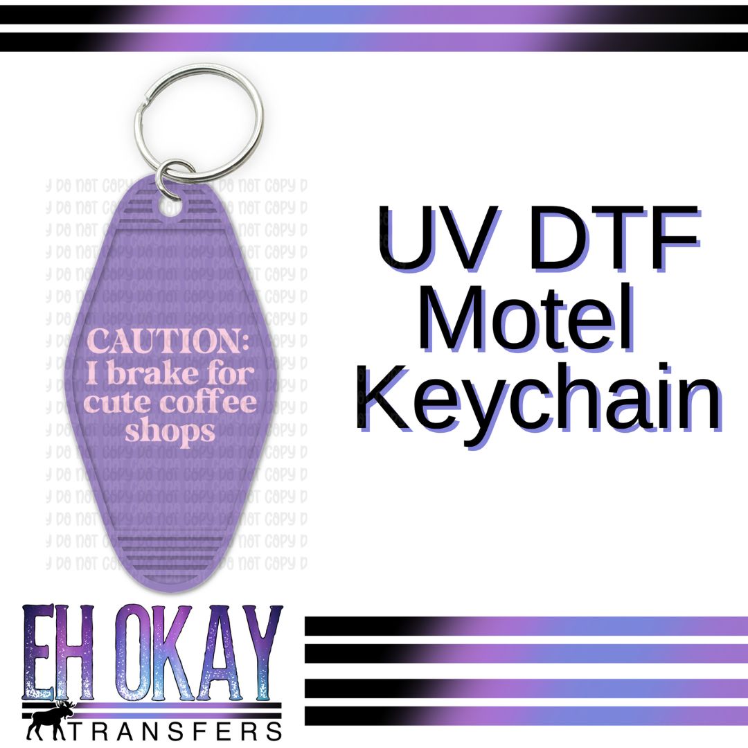 Brake For Cute Coffee Shops - UV DTF Keychain Decal