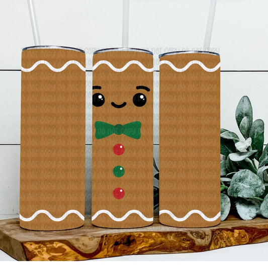 Gingerbread Man - Sublimation 20oz Skinny Straight Wrap