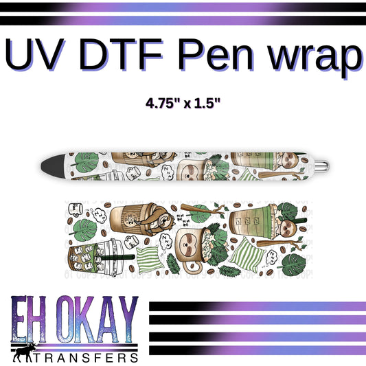 Sloth Coffee Pen Wrap - UV DTF
