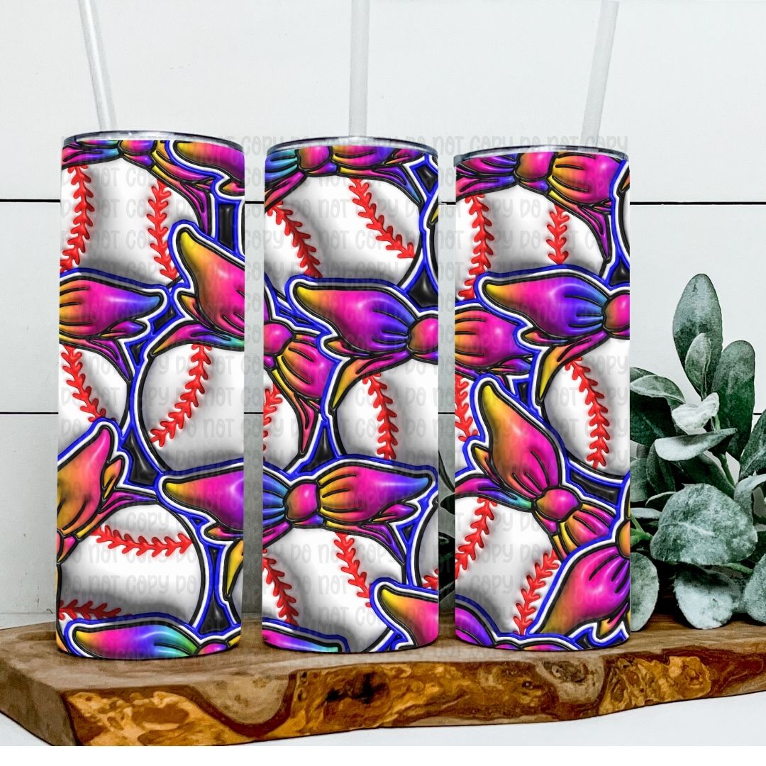 Bow Baseball - Sublimation 20oz Skinny Straight Wrap