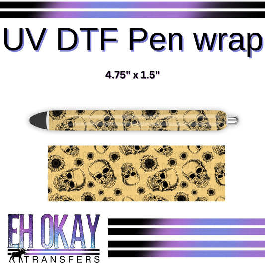 Floral Skellie Pen Wrap - UV DTF