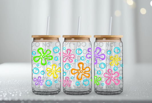 Cartoon Flowers Wrap 16oz - UV DTF