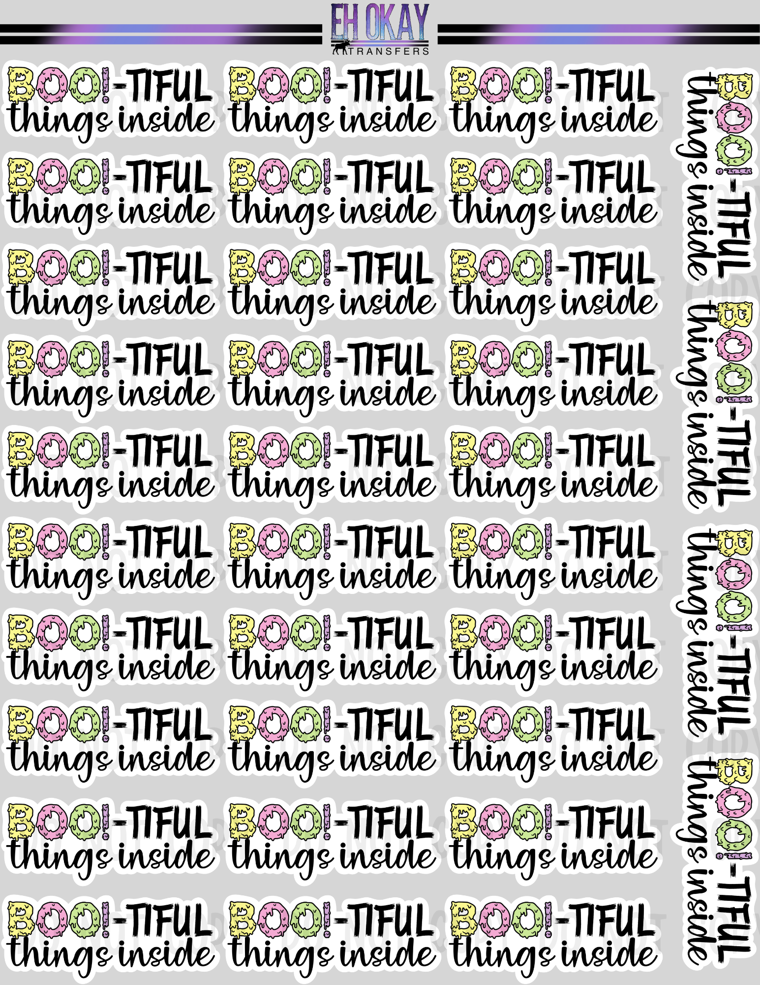 Bootiful things inside - Vinyl sticker sheet – Eh Okay Transfers
