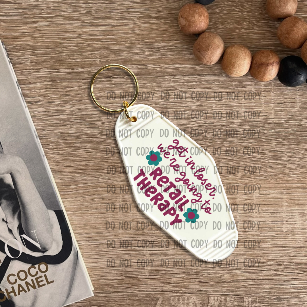 Keychain Decal Retail Therapy - UV DTF Keychain Decal – Eh Okay Transfers