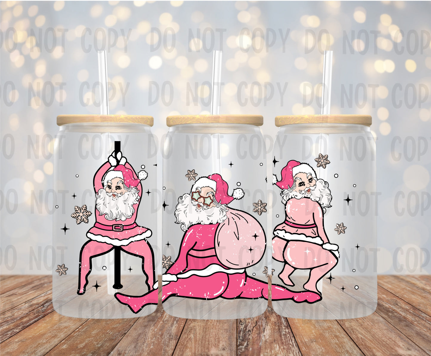 Pink Dancing Santa - UV DTF