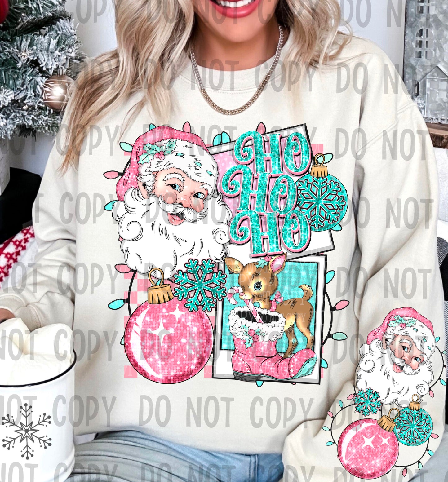 Pink Ho Ho Ho Santa - DTF