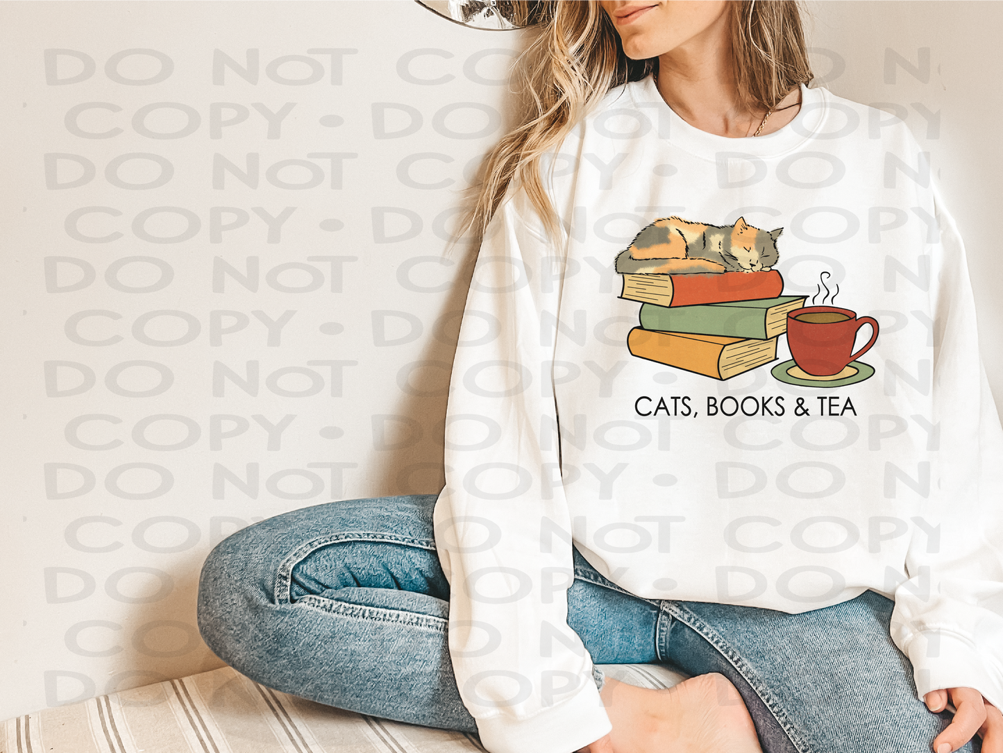 Cats, book and tea - DTF