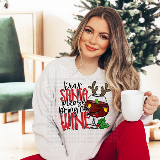 Dear Santa please bring me wine - DTF
