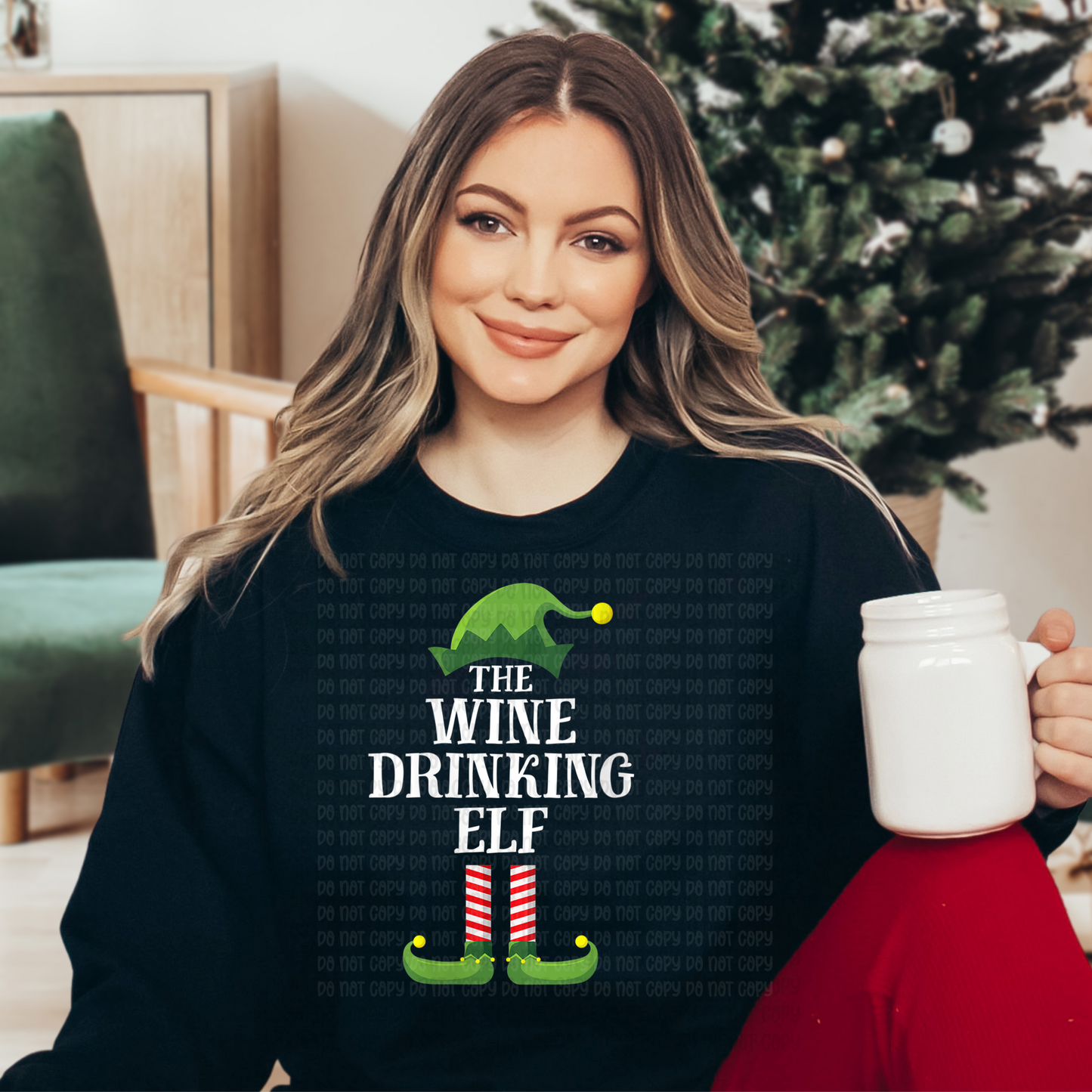 Wine drinking elf -DTF
