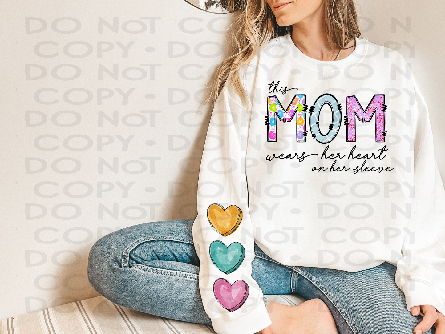 This mom wears her heart on her sleeve - DTF **READ DESCRIPTION**