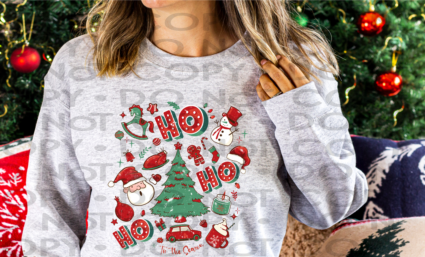 Ho ho Christmas things distressed - DTF