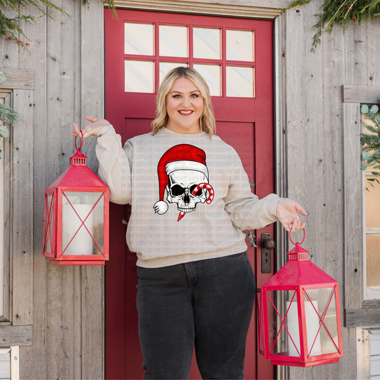 Candy Cane skull - DTF