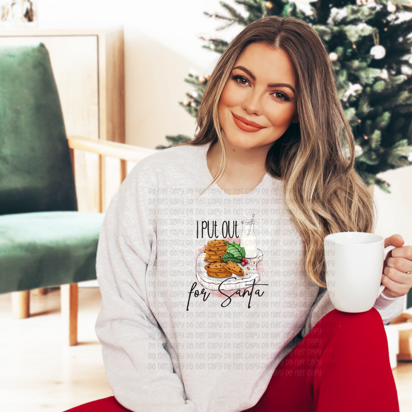 I put out for Santa red background - DTF